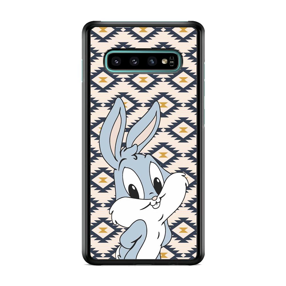 Bug Bunny Kid Plain Smile Samsung Galaxy S10 Case-Rubber Black (2D Case)-Oxvistore