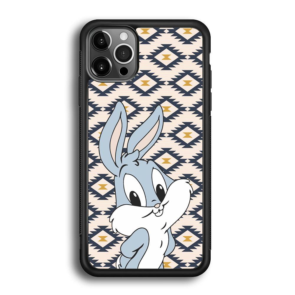 Bug Bunny Kid Plain Smile iPhone 12 Pro Case-Rubber Black (2D Case)-Oxvistore