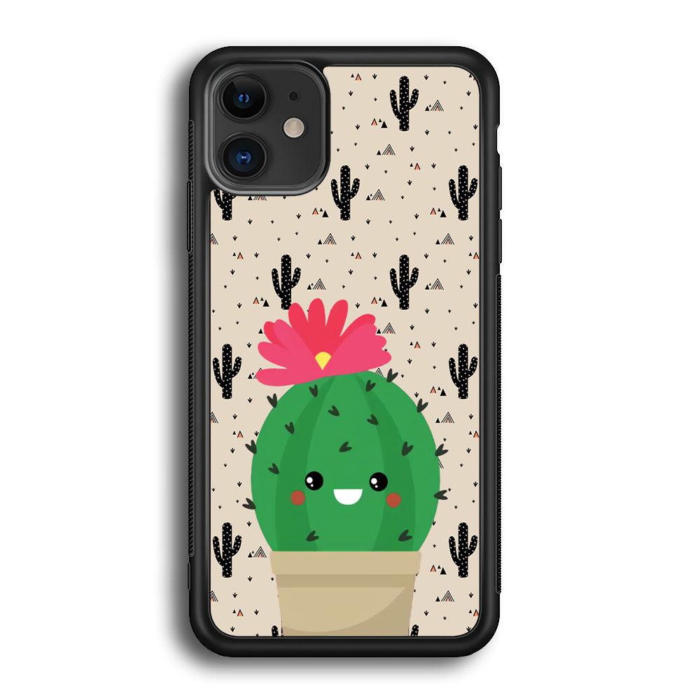 Cactus Tiny Pot iPhone 12 Case-Rubber Black (2D Case)-Oxvistore