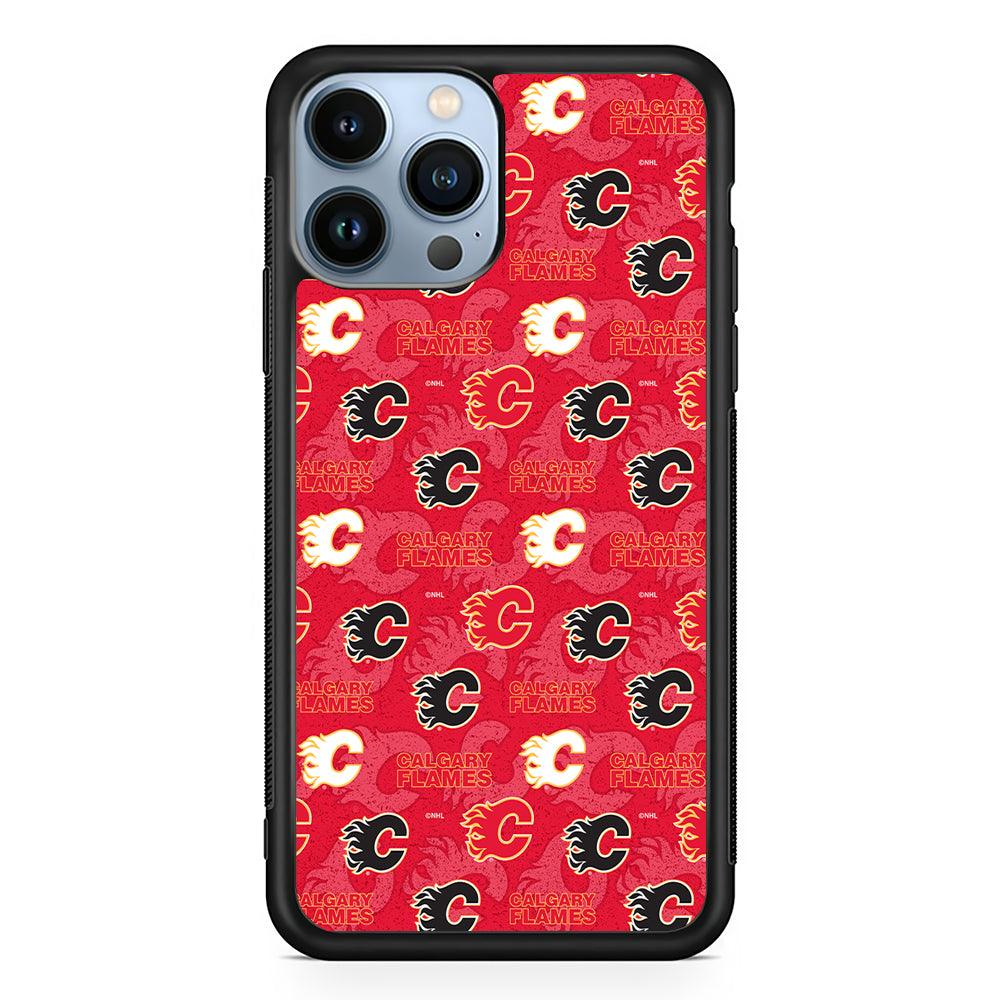 Calgary Flames Pattern 2D Rubber Phone Case-Black-Oxvistore