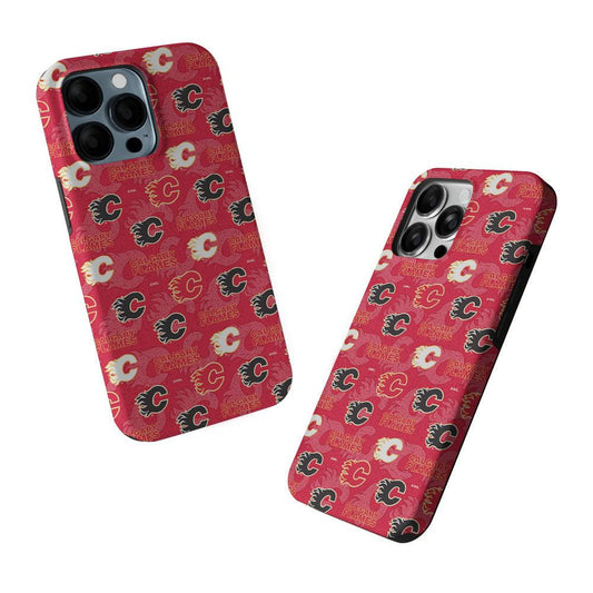 Calgary Flames Pattern 2 in 1 Tough Phone Case-Oxvistore