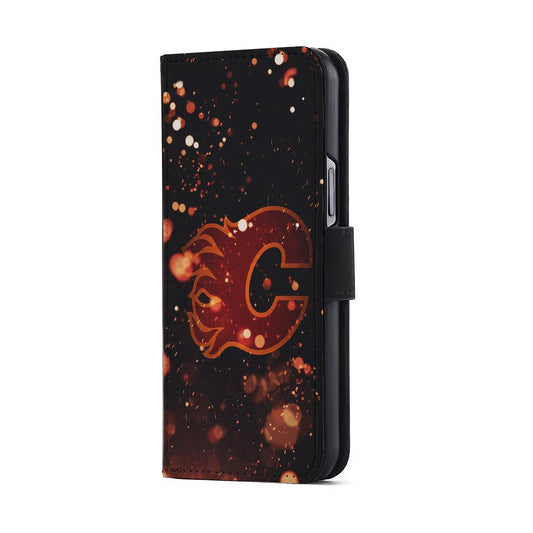 Calgary Flames Sparkling Flip Wallet Phone Case-Oxvistore