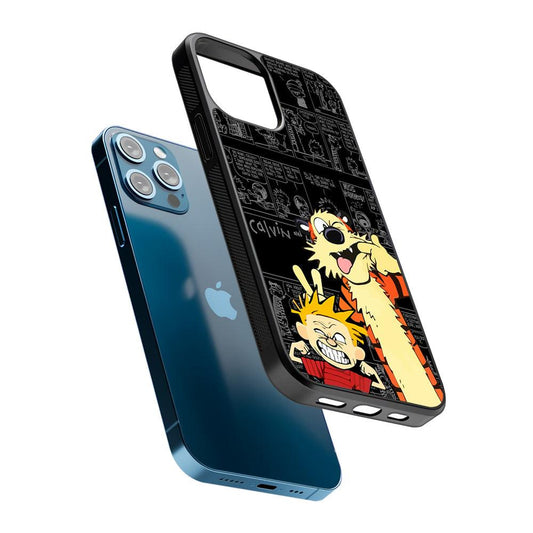 Calvin and Hobbes Comic Background 2D Rubber Phone Case-Oxvistore