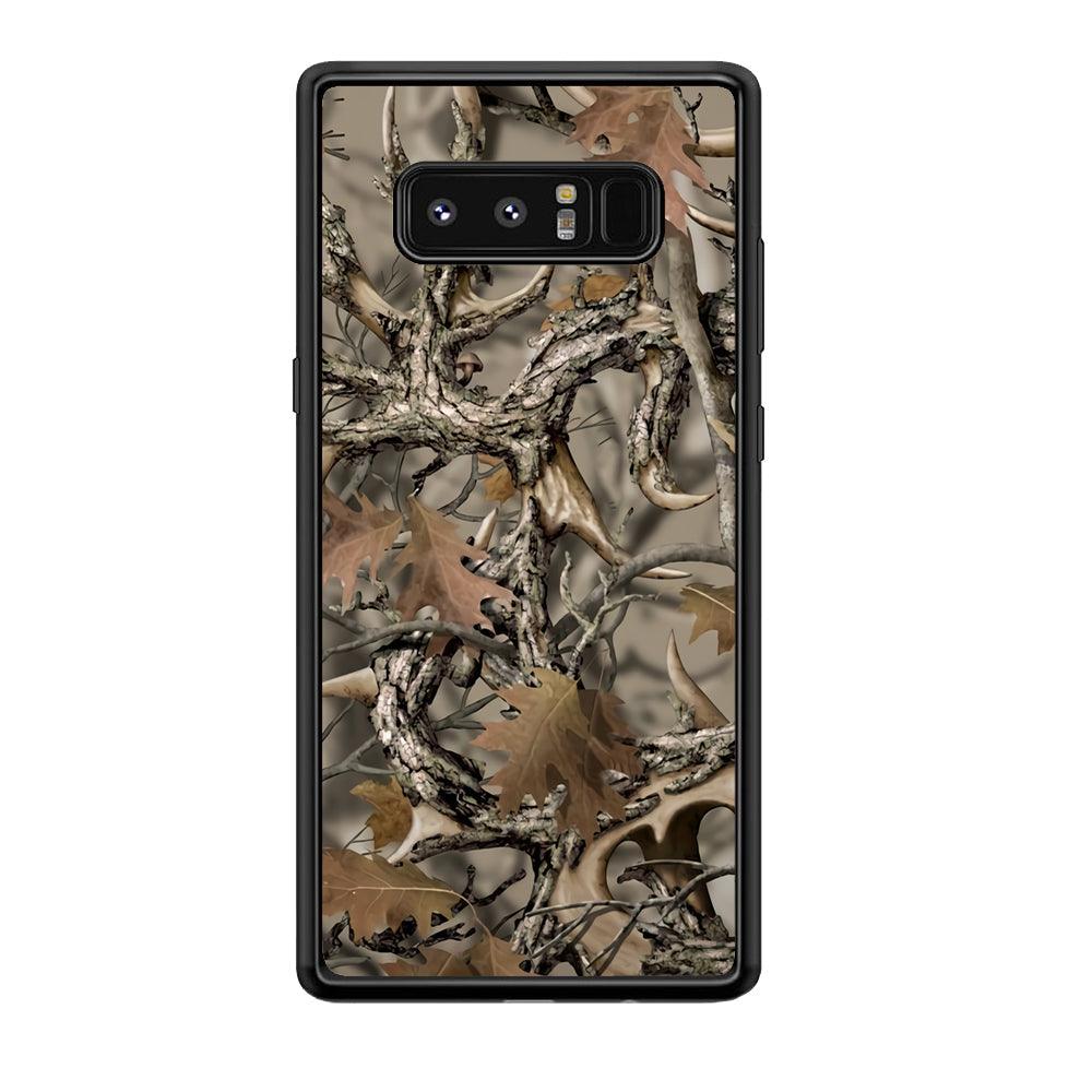 Camo Dry Leaves and Deer Horns Samsung Galaxy Note 8 Case-Rubber Black (2D Case)-Oxvistore