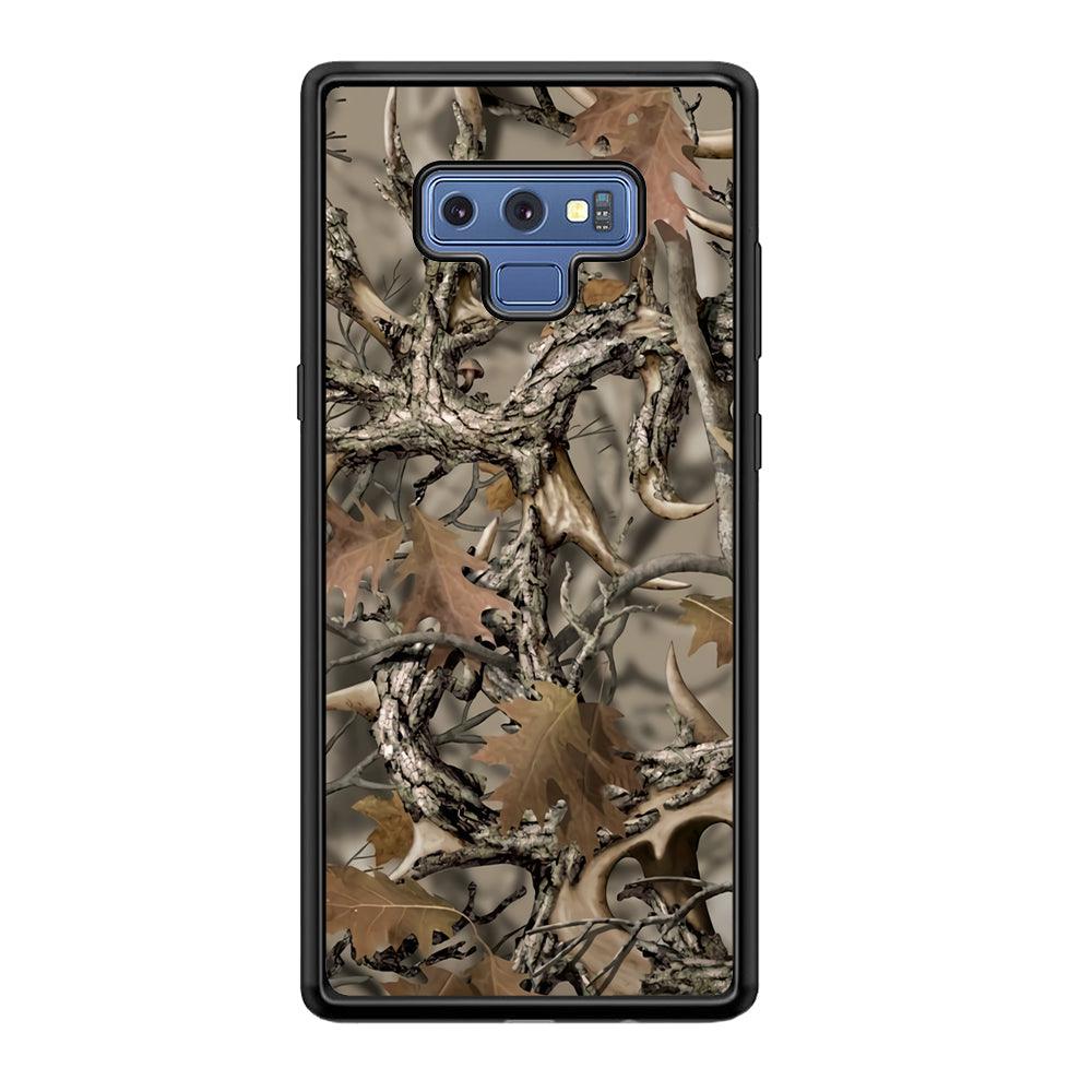 Camo Dry Leaves and Deer Horns Samsung Galaxy Note 9 Case-Rubber Black (2D Case)-Oxvistore