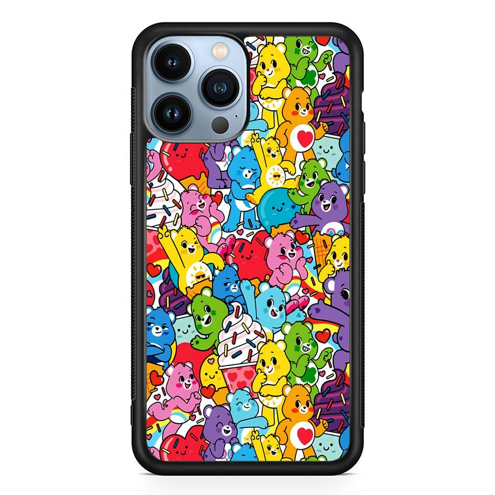 Care Bears Aesthetic Pattern 2D Rubber Phone Case-Black-Oxvistore
