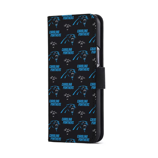 Carolina Panthers Logo Pattern Flip Wallet Phone Case-Oxvistore