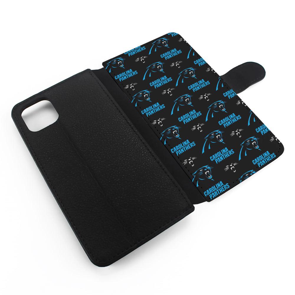 Carolina Panthers Logo Pattern Flip Wallet Phone Case-Oxvistore