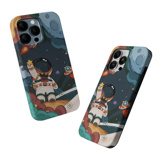 Cartoon Astronaut Holding Up a Star 2 in 1 Tough Phone Case-Oxvistore