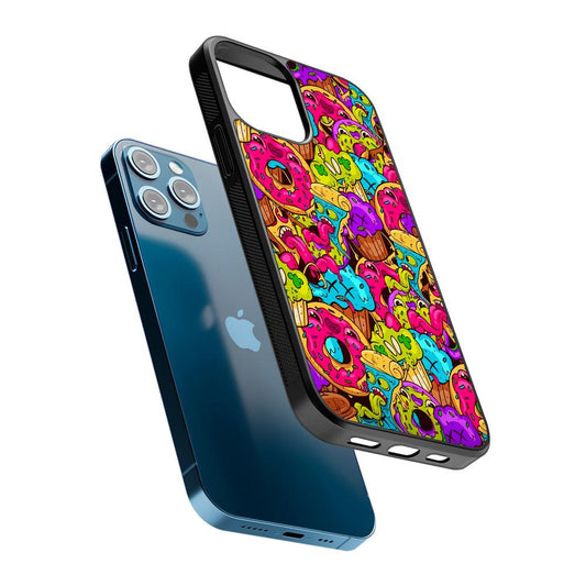 Cartoon Food Monster Doodle 2D Rubber Phone Case-Oxvistore