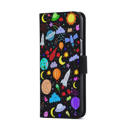 Cartoon Space Pattern Flip Wallet Phone Case-Oxvistore