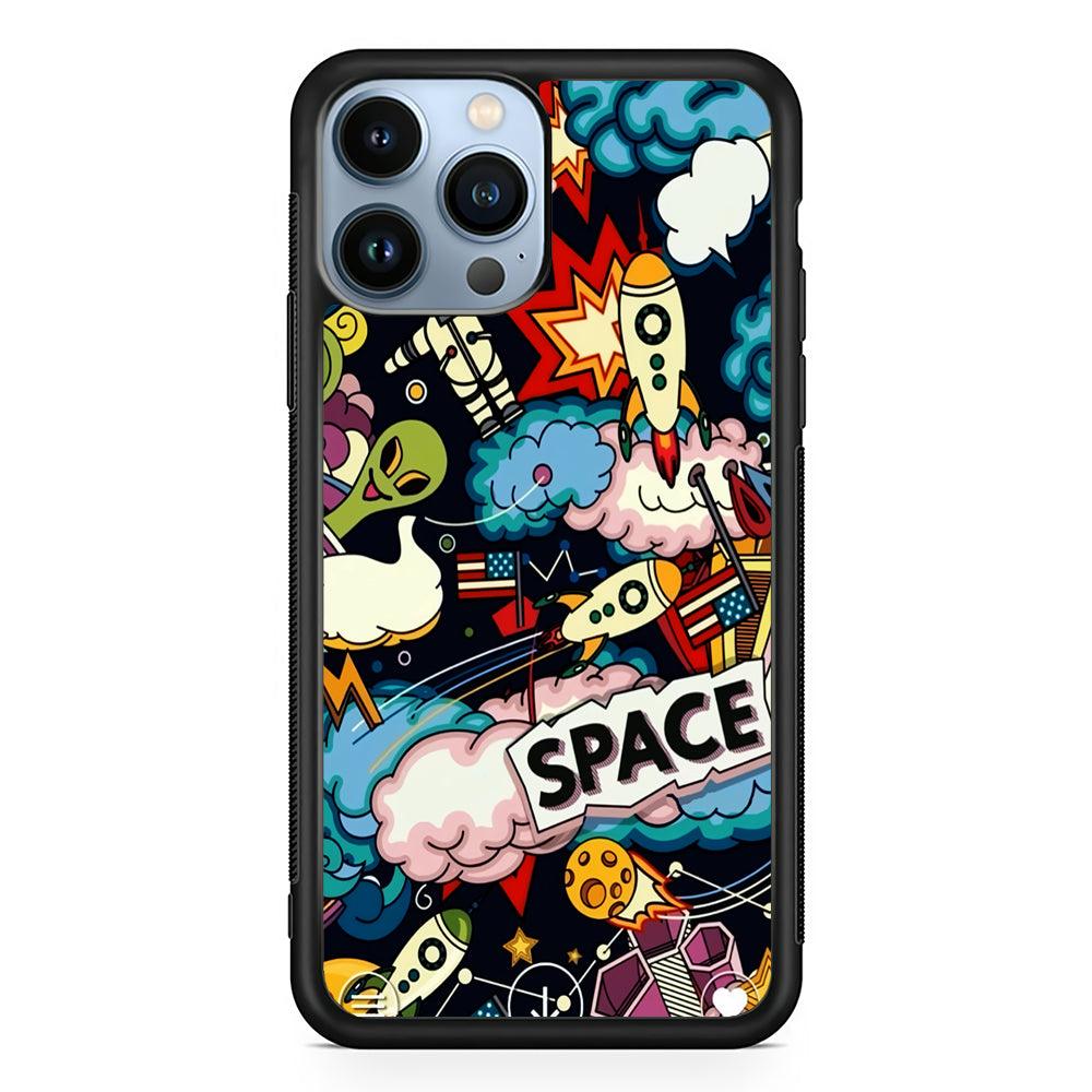 Cartoon Space Rockets 2D Rubber Phone Case-Black-Oxvistore