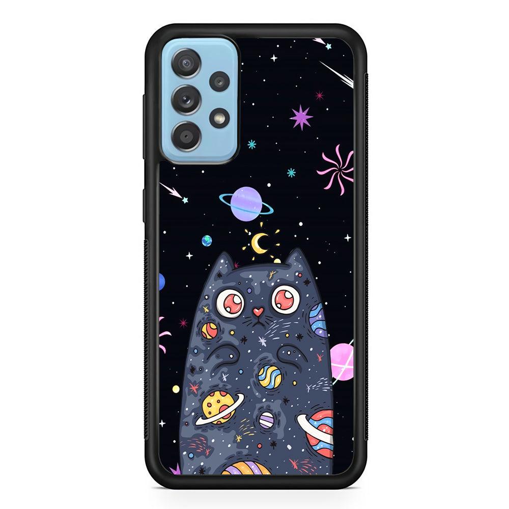 Cat Aesthetic Space Owner Samsung Galaxy A72 Case-Rubber Black (2D Case)-Oxvistore