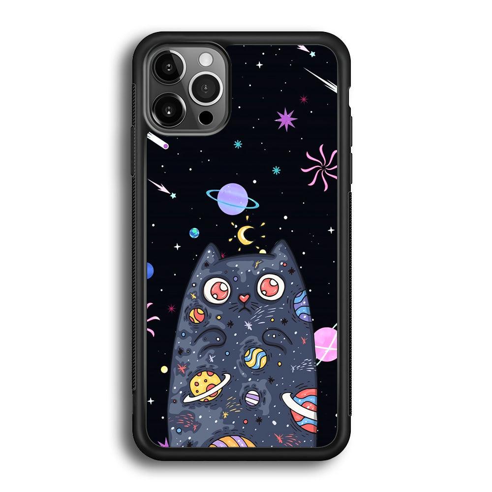 Cat Aesthetic Space Owner iPhone 12 Pro Case-Rubber Black (2D Case)-Oxvistore