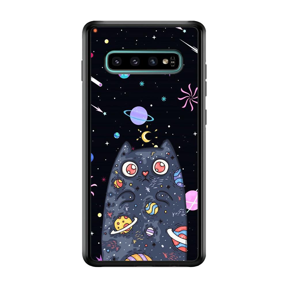 Cat Aesthetic Space Owner Samsung Galaxy S10 Plus Case-Rubber Black (2D Case)-Oxvistore