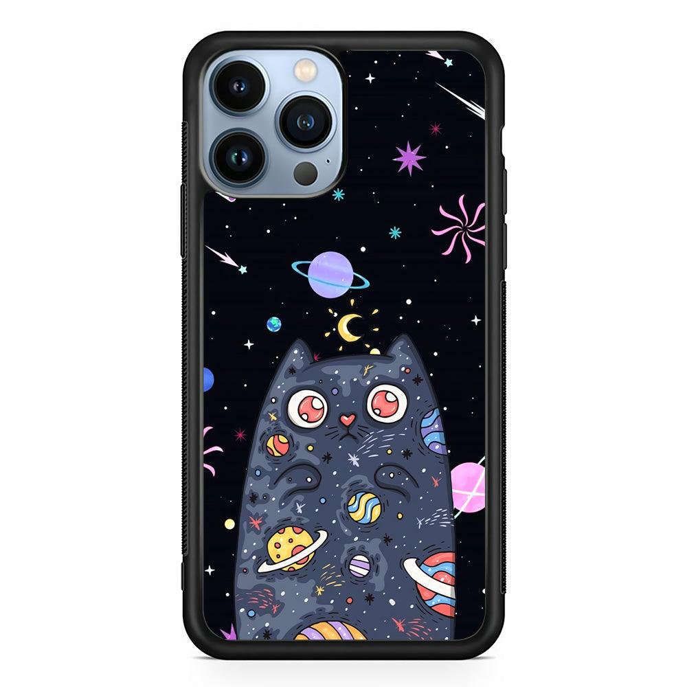 Cat Aesthetic Space Owner iPhone 13 Pro Case-Rubber Black (2D Case)-Oxvistore