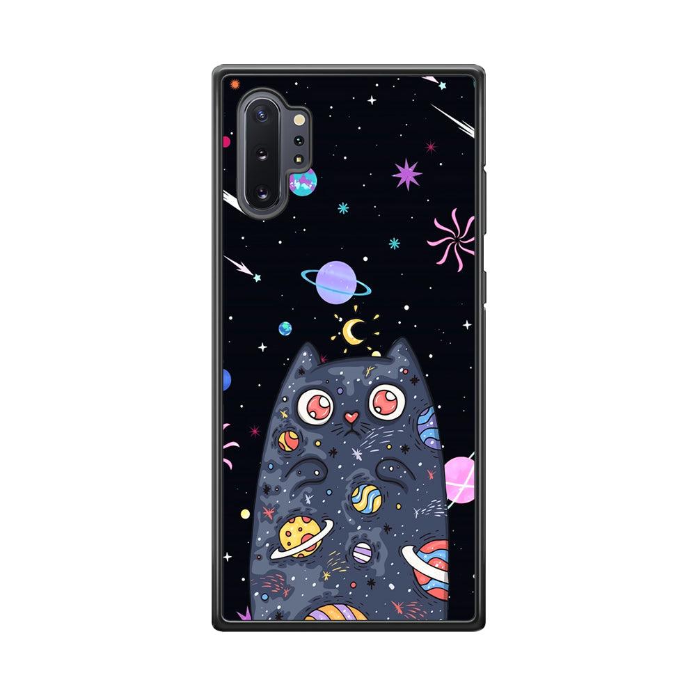Cat Aesthetic Space Owner Samsung Galaxy Note 10 Plus Case-Rubber Black (2D Case)-Oxvistore