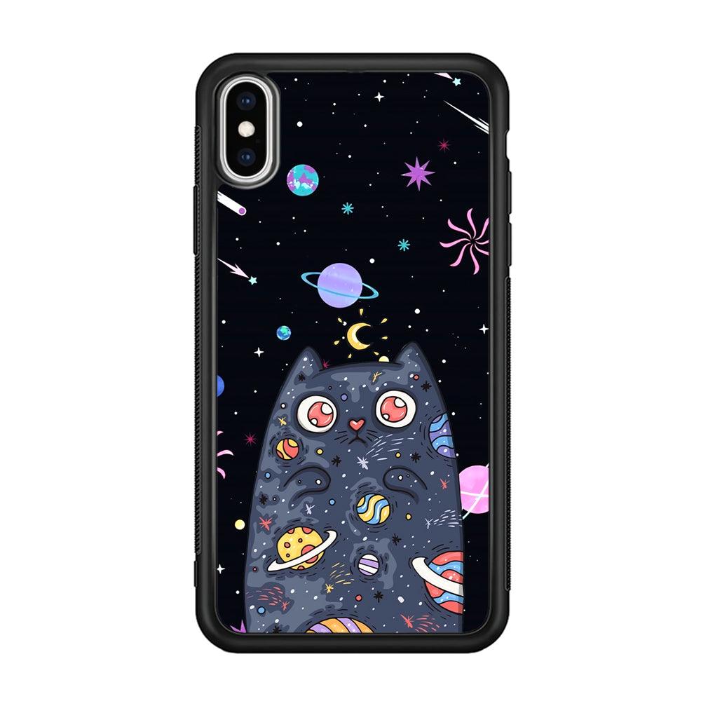 Cat Aesthetic Space Owner iPhone X Case-Rubber Black (2D Case)-Oxvistore