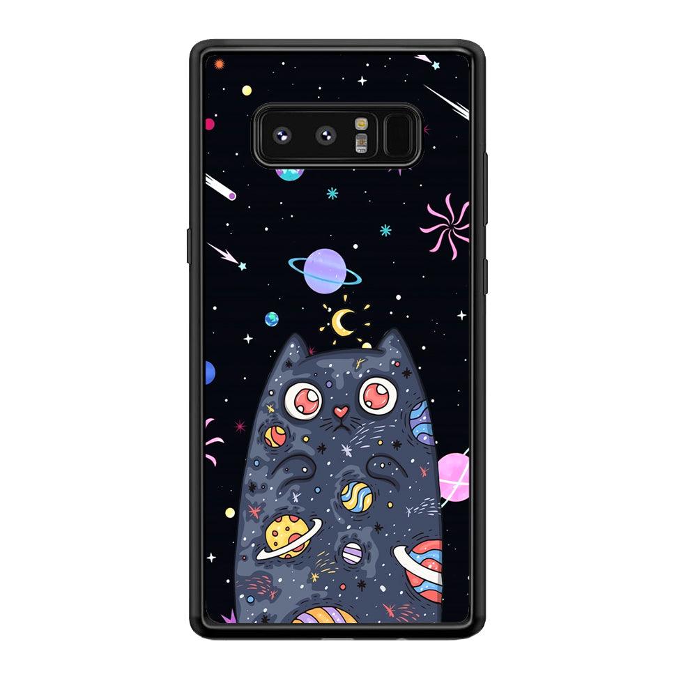 Cat Aesthetic Space Owner Samsung Galaxy Note 8 Case-Rubber Black (2D Case)-Oxvistore