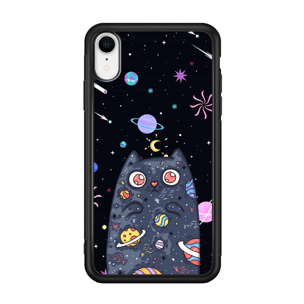Cat Aesthetic Space Owner iPhone XR Case-Rubber Black (2D Case)-Oxvistore