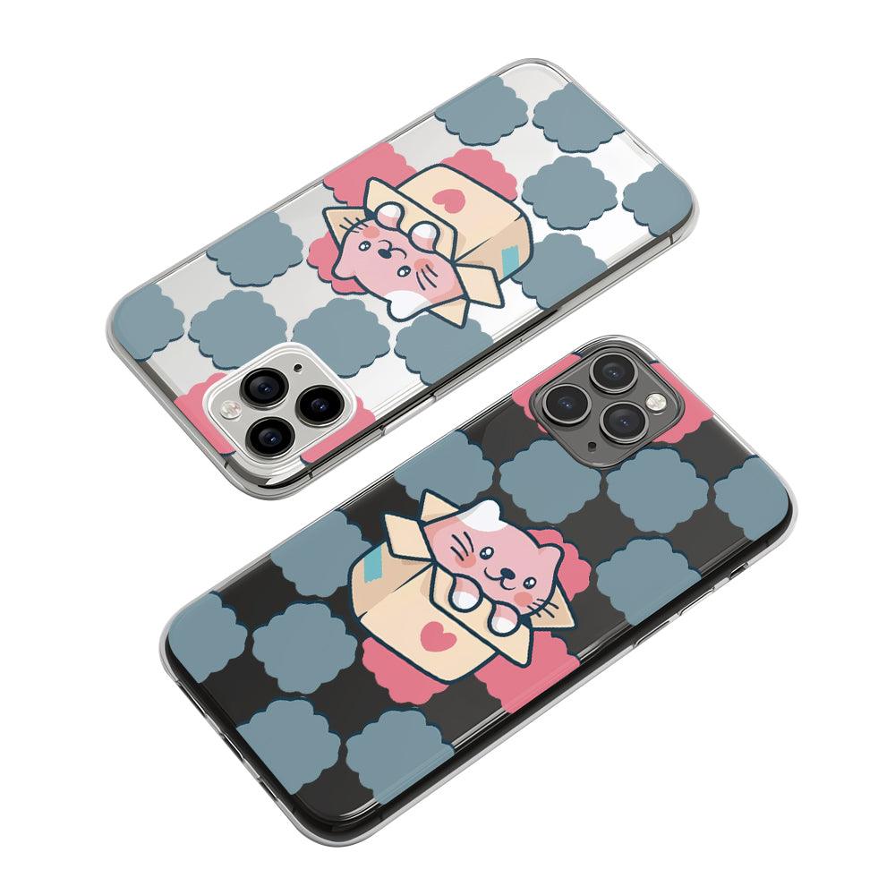 Cat Comfortable and Warm in Cardboard Clear Soft Case-Oxvistore