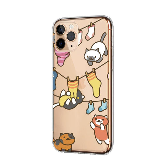 Cat Hanging on the Clothesline Clear Soft Case-Oxvistore