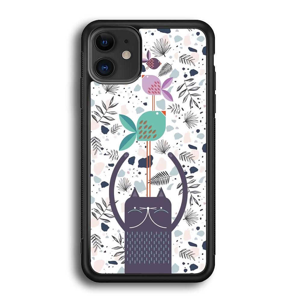 Cat Fish Ahead iPhone 12 Case-Rubber Black (2D Case)-Oxvistore