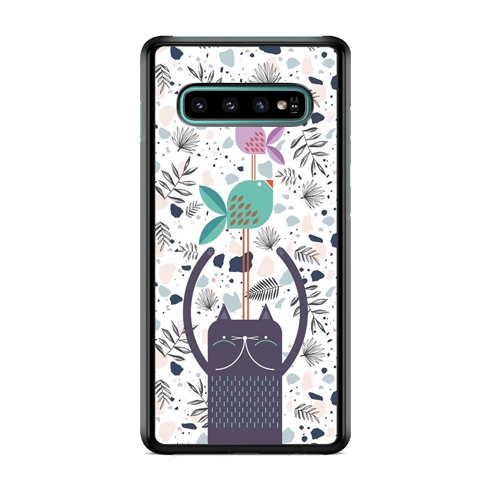 Cat Fish Ahead Samsung Galaxy S10 Case-Rubber Black (2D Case)-Oxvistore