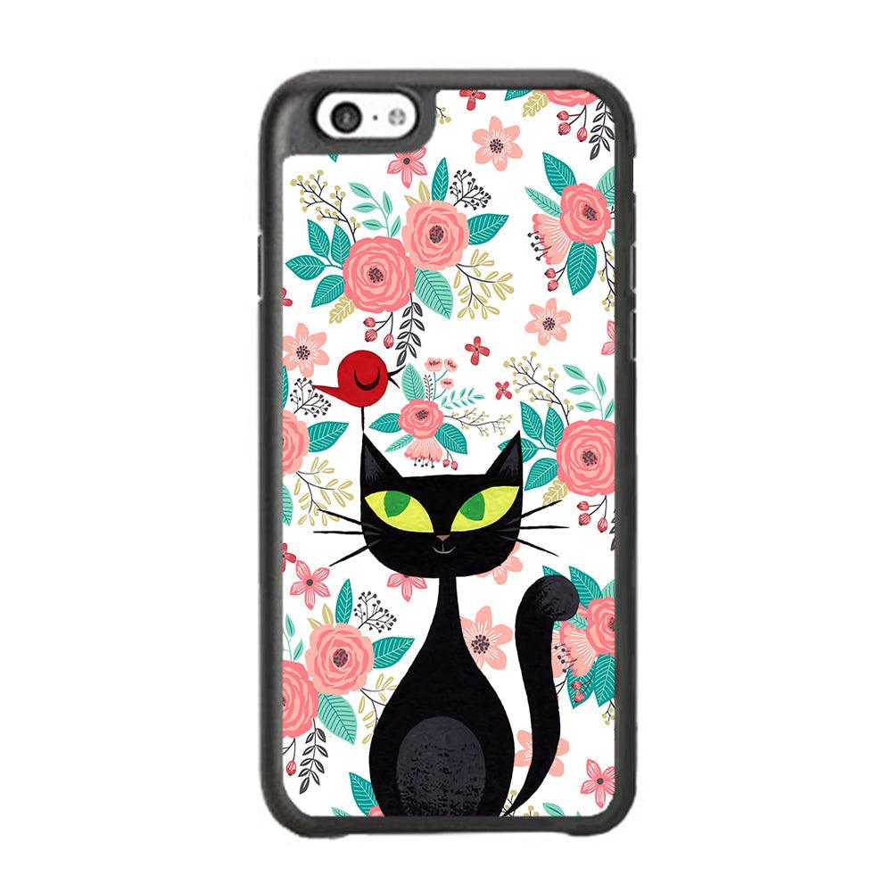 Cat, Flower and Bird iPhone 6 Plus | 6s Plus Case-Rubber White (2D Case)-Oxvistore