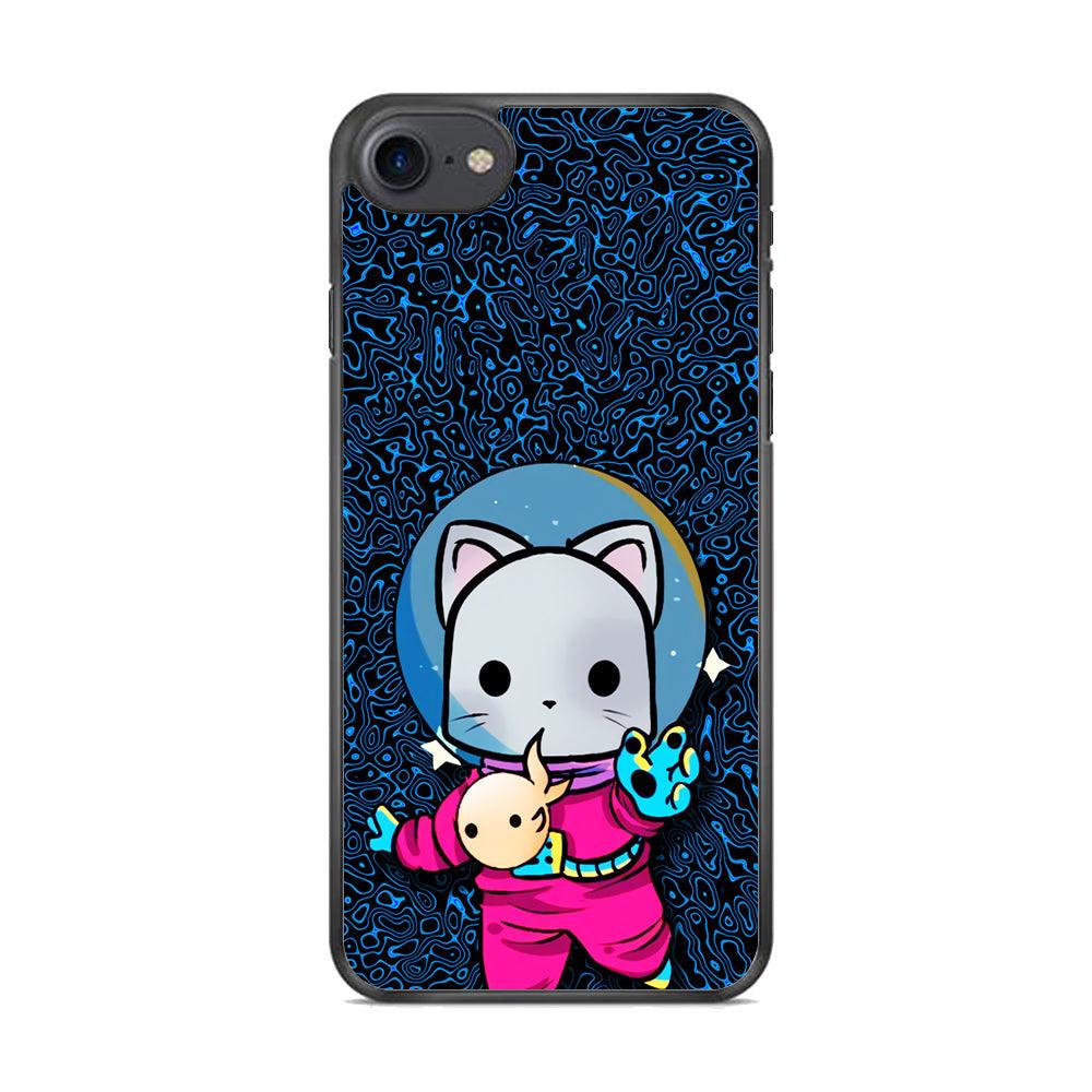Cat Suit for Space iPhone 7 Case-Rubber Black (2D Case)-Oxvistore