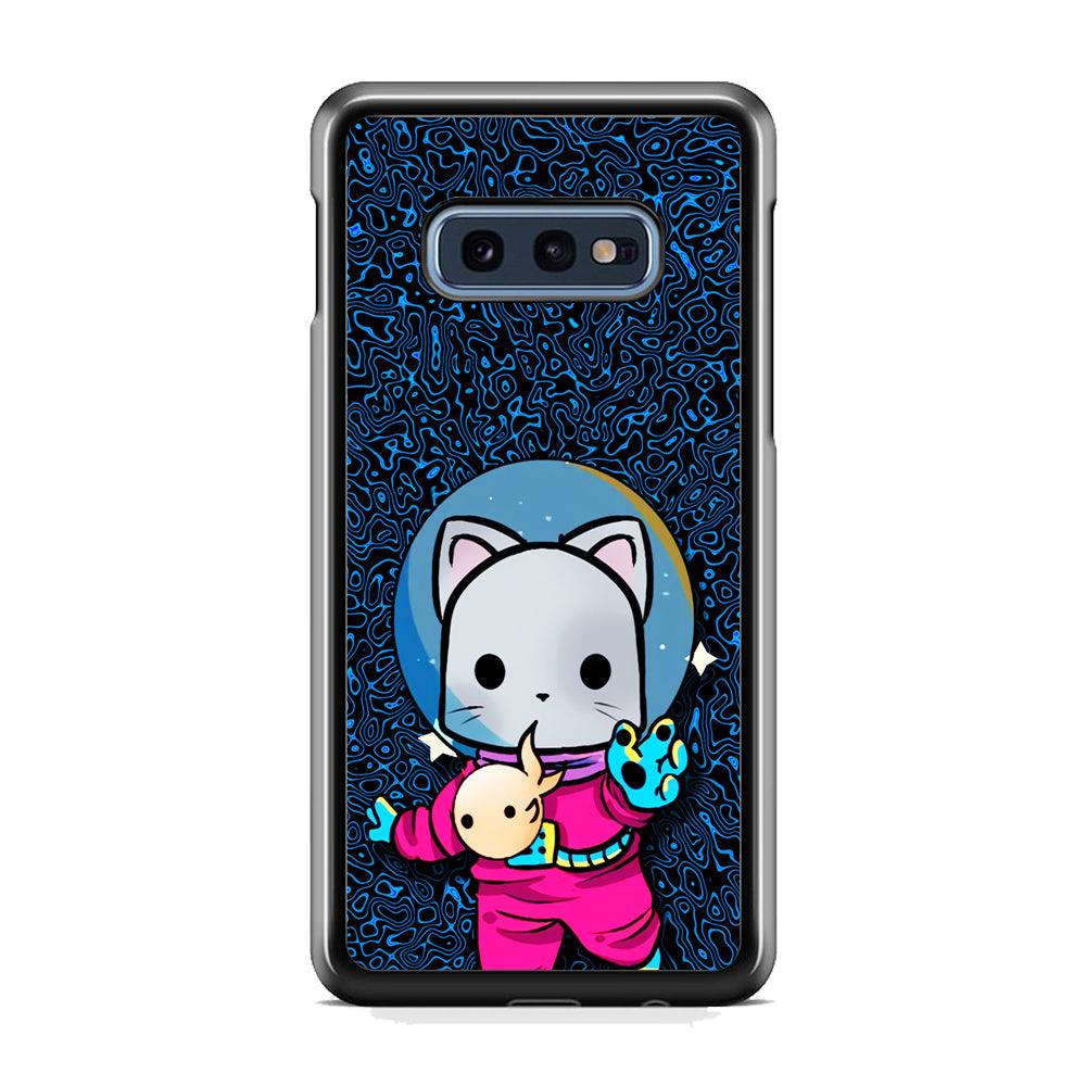 Cat Suit for Space Samsung Galaxy S10E Case-Rubber Black (2D Case)-Oxvistore