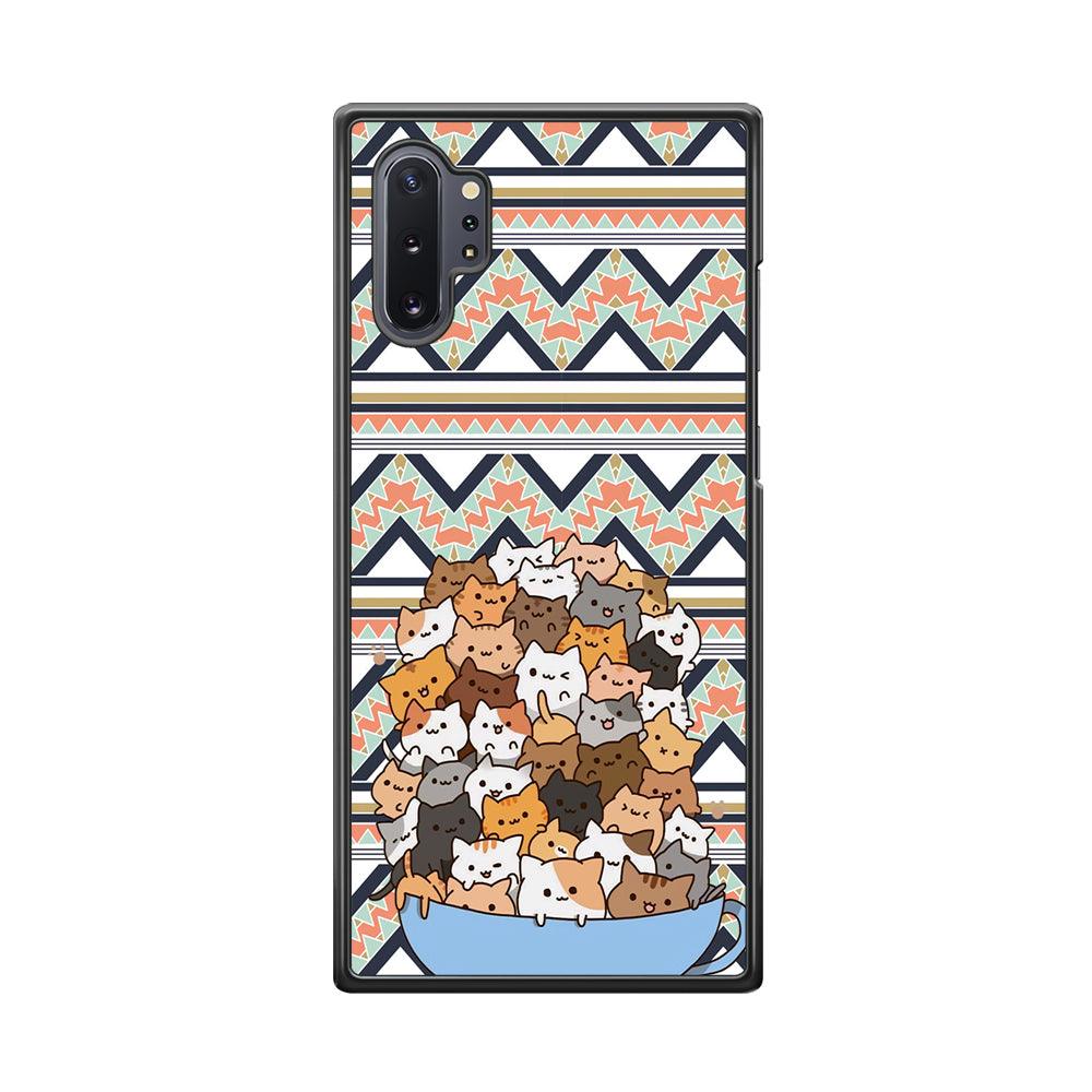 Cat a Cup of Festivity Samsung Galaxy Note 10 Plus Case-Rubber White (2D Case)-Oxvistore