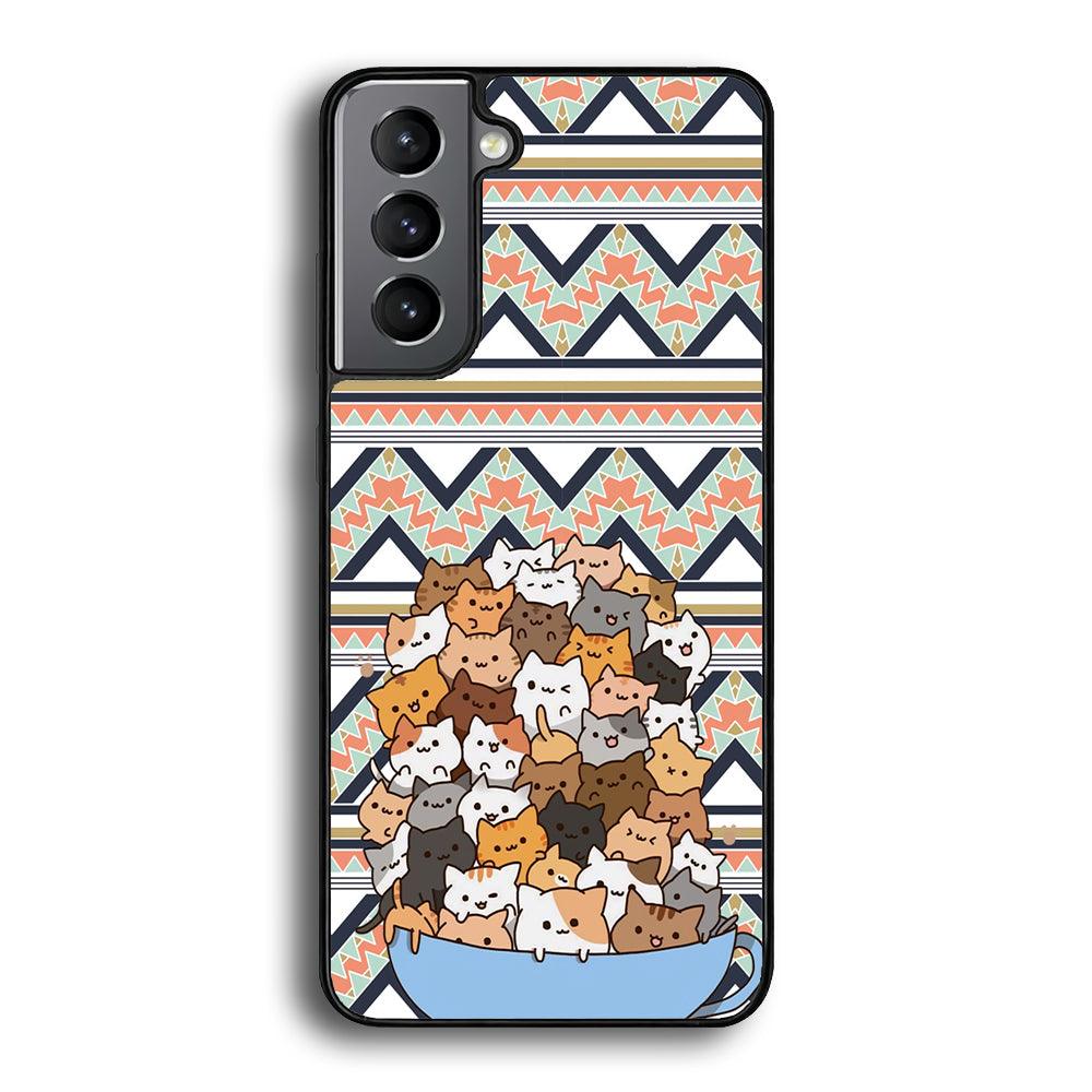Cat a Cup of Festivity Samsung Galaxy S22 Case-3D Case-Oxvistore