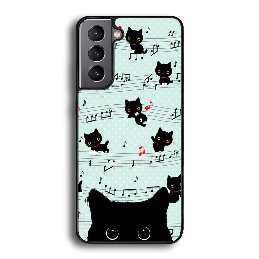 Cat in Black Samsung Galaxy S23 Case-Rubber Black (2D Case)-Oxvistore