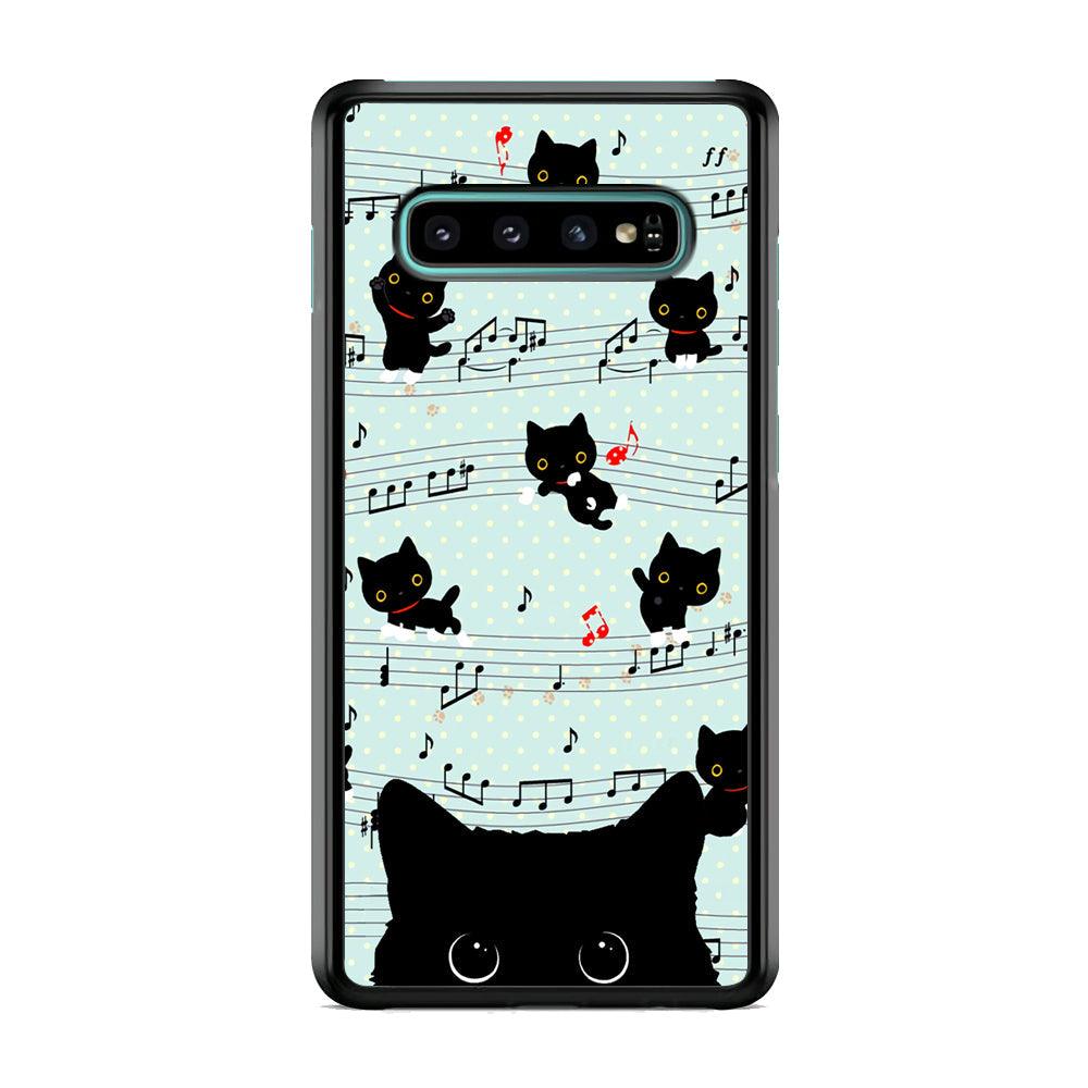 Cat in Black Samsung Galaxy S10 Case-Rubber Black (2D Case)-Oxvistore