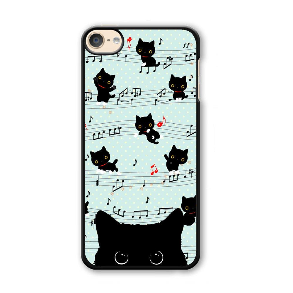 Cat in Black iPod Touch 6 Case-Plastic Black (2D Case)-Oxvistore