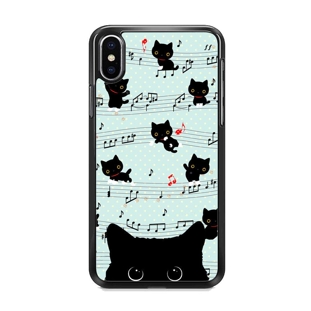 Cat in Black iPhone XS Case-Rubber Black (2D Case)-Oxvistore