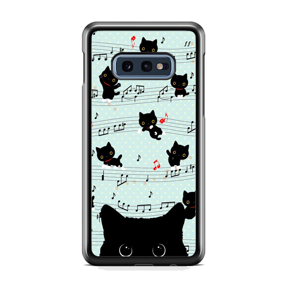 Cat in Black Samsung Galaxy S10E Case-Rubber White (2D Case)-Oxvistore