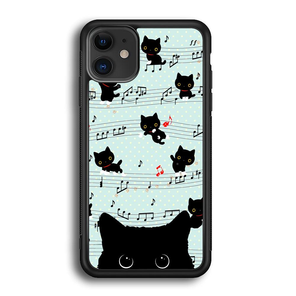 Cat in Black iPhone 12 Case-Rubber White (2D Case)-Oxvistore
