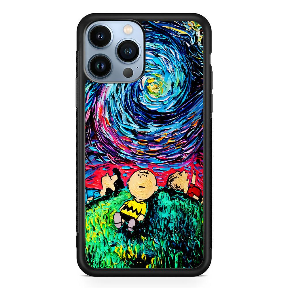 Charlie Friends Starry Night 2D Rubber Phone Case-Black-Oxvistore