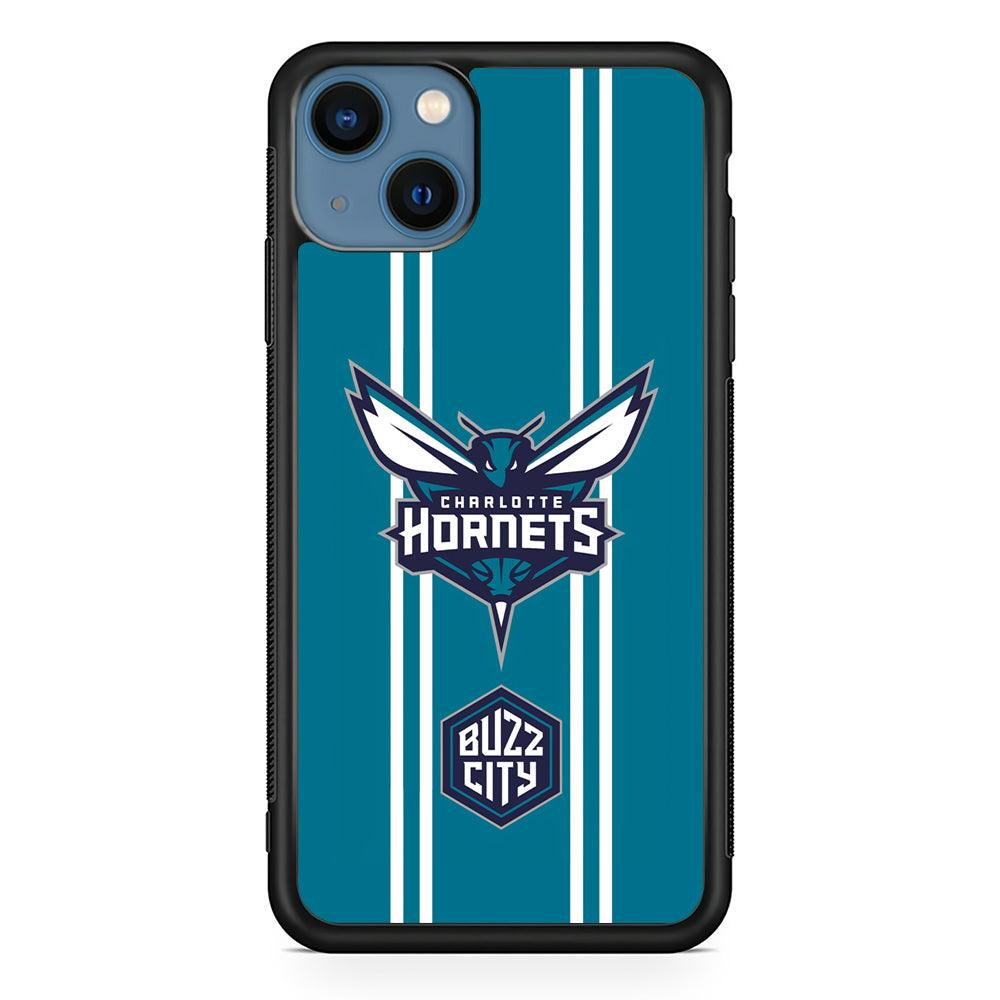 Charlotte Hornets Buzz City Pride iPhone 13 Case-Rubber Black (2D Case)-Oxvistore