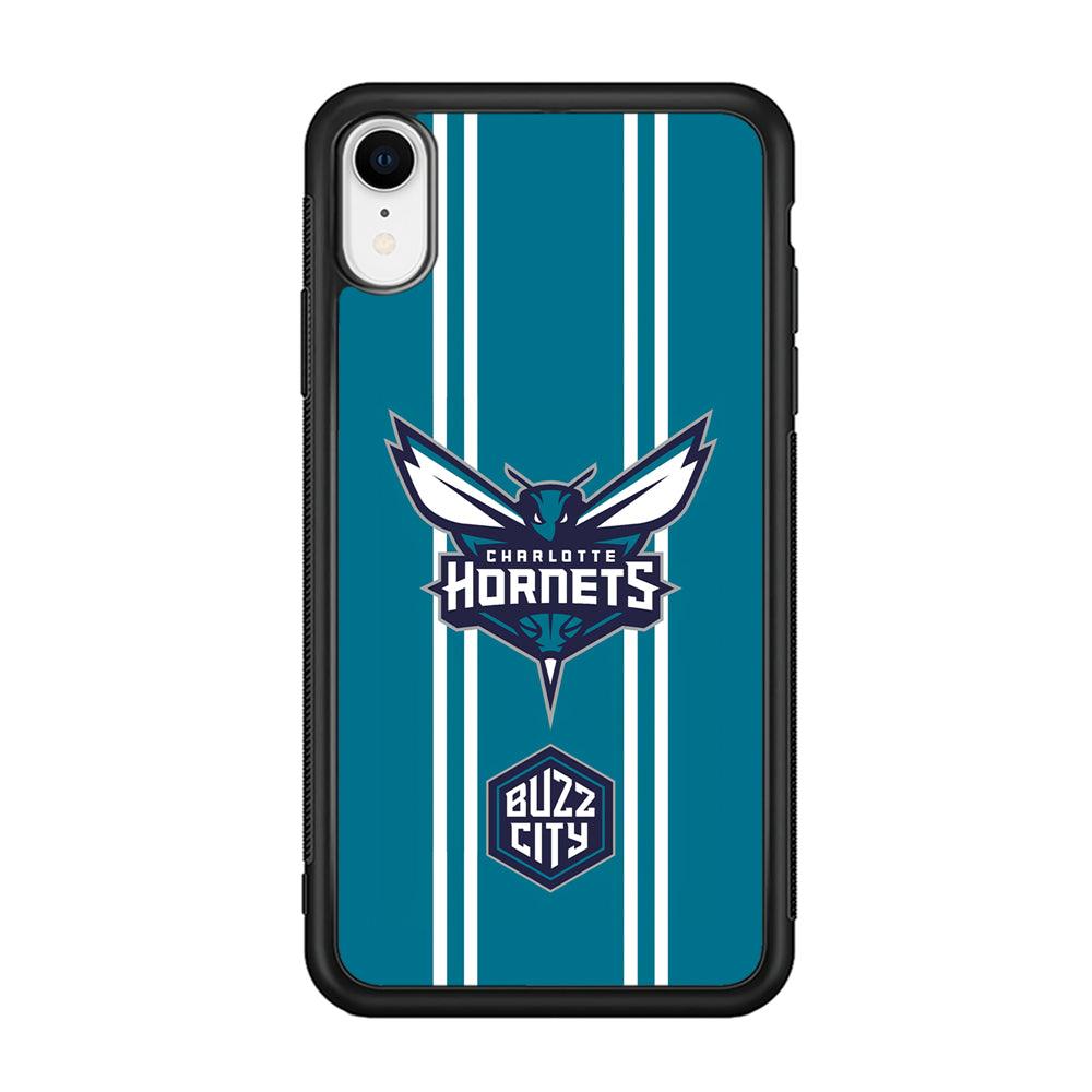 Charlotte Hornets Buzz City Pride iPhone XR Case-Rubber Black (2D Case)-Oxvistore