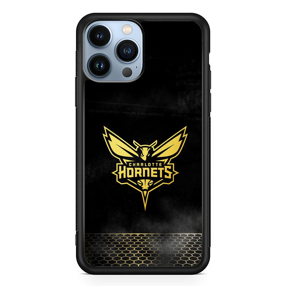 Charlotte Hornets Gold 2D Rubber Phone Case-Black-Oxvistore