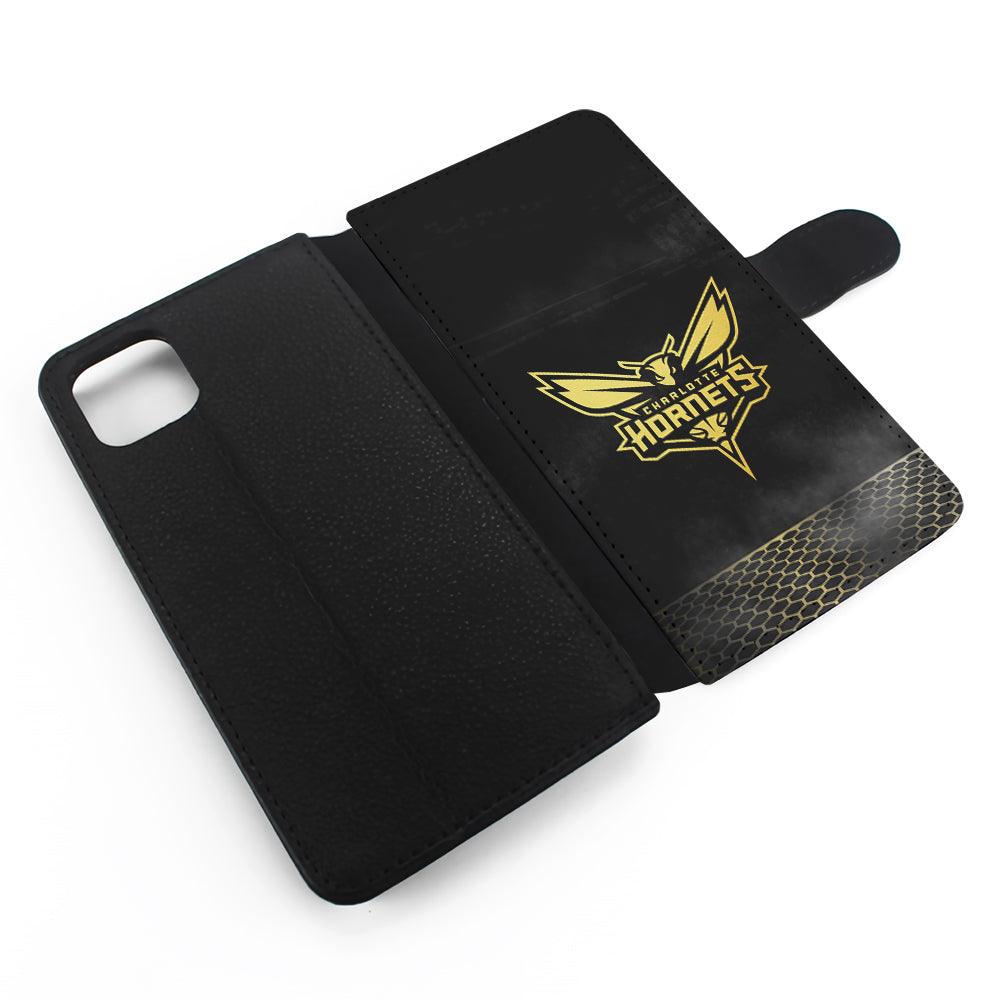 Charlotte Hornets Gold Flip Wallet Phone Case-Oxvistore