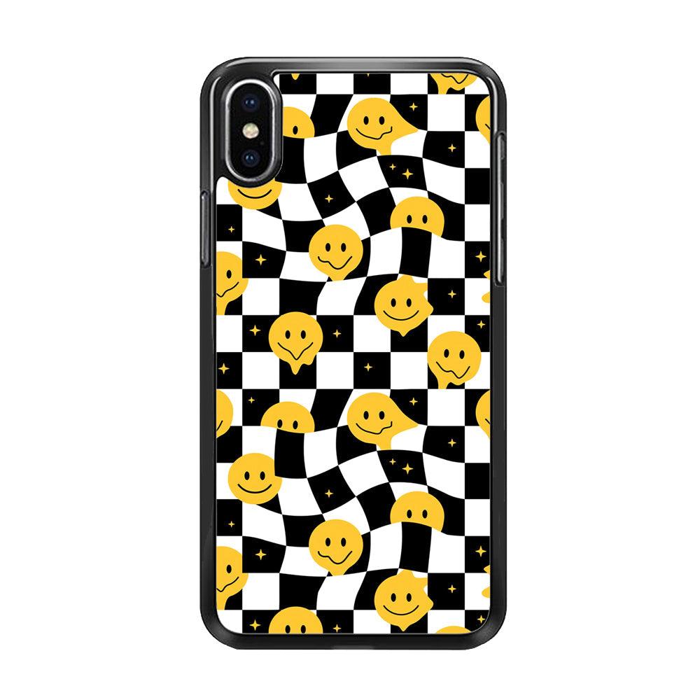 Checkmate with Smiley Pawn iPhone XS Case-Rubber Black (2D Case)-Oxvistore