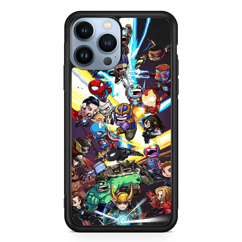 Chibi Avengers Kawaii 2D Rubber Phone Case-Black-Oxvistore