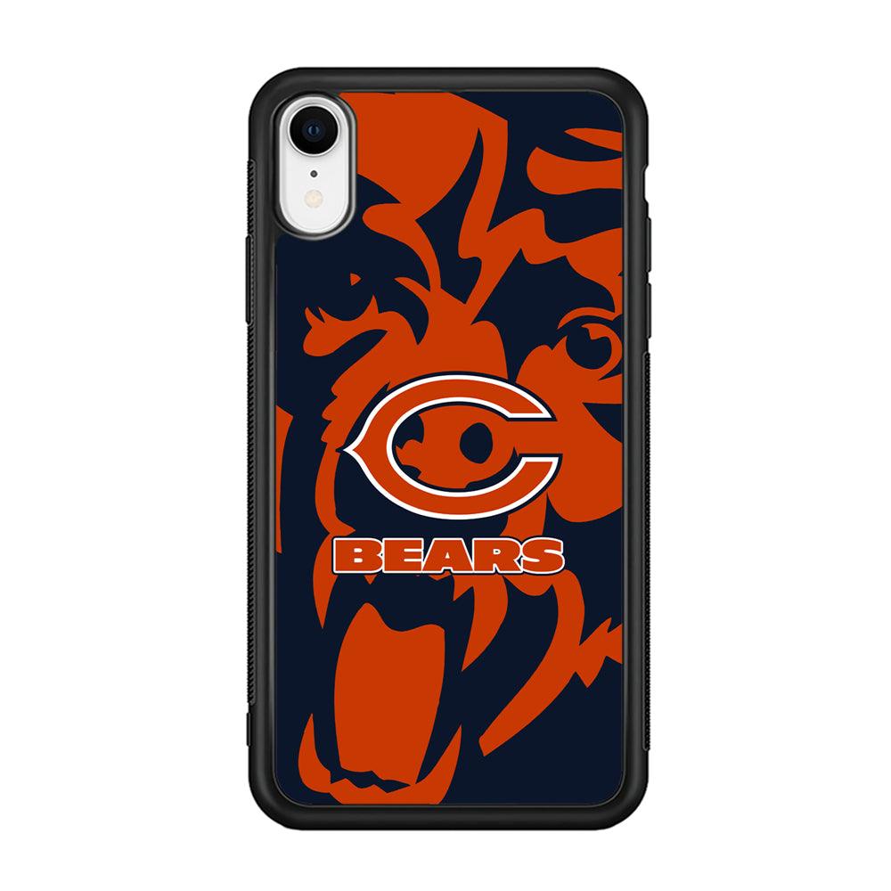 Chicago Bears Scream Silhouette iPhone XR Case-Rubber Black (2D Case)-Oxvistore