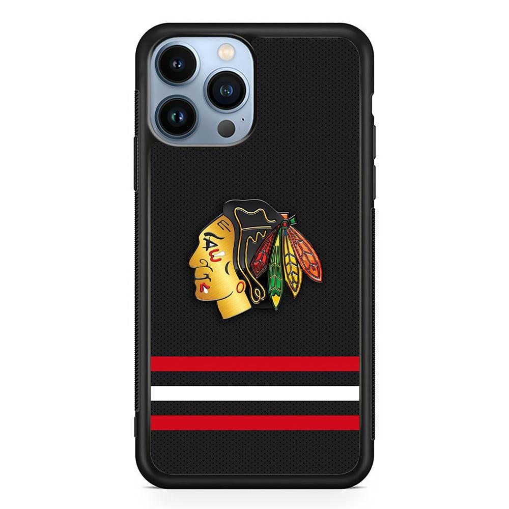 Chicago Blackhawks Pattern 2D Rubber Phone Case-Black-Oxvistore