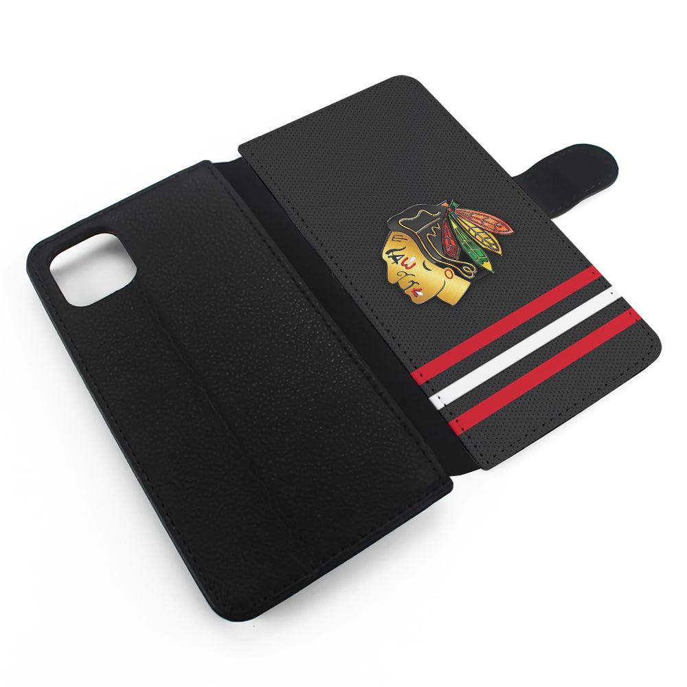 Chicago Blackhawks Pattern Flip Wallet Phone Case-Oxvistore