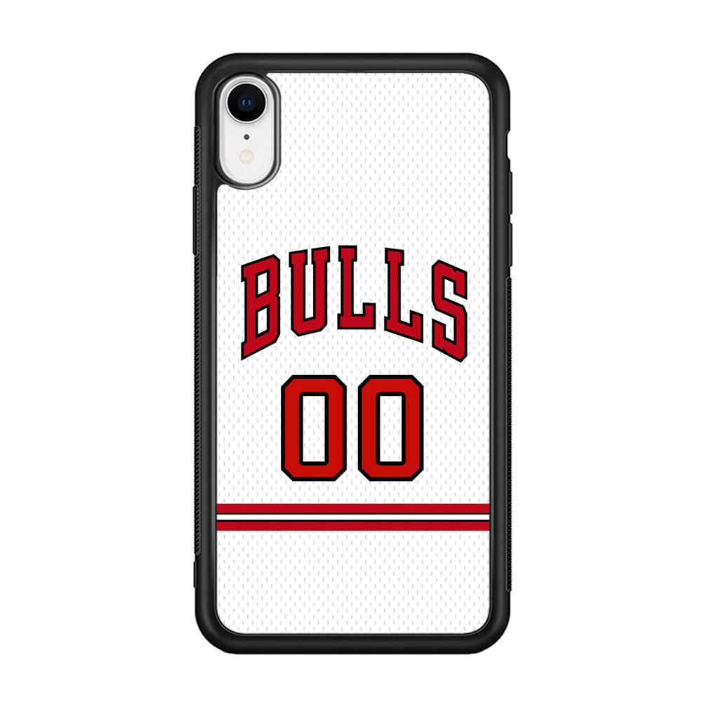 Chicago Bulls Red Line Jersey iPhone XR Case-Rubber Black (2D Case)-Oxvistore